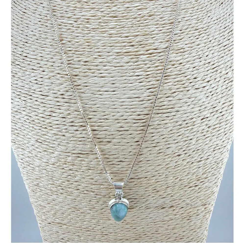 Sterling Silver Larimar Teardrop Pendant Necklace